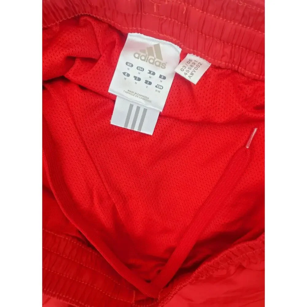 Adidas Pants Size L Vintage Y2K Mens Red Windbreaker Track Zip Leg Ruched 2006